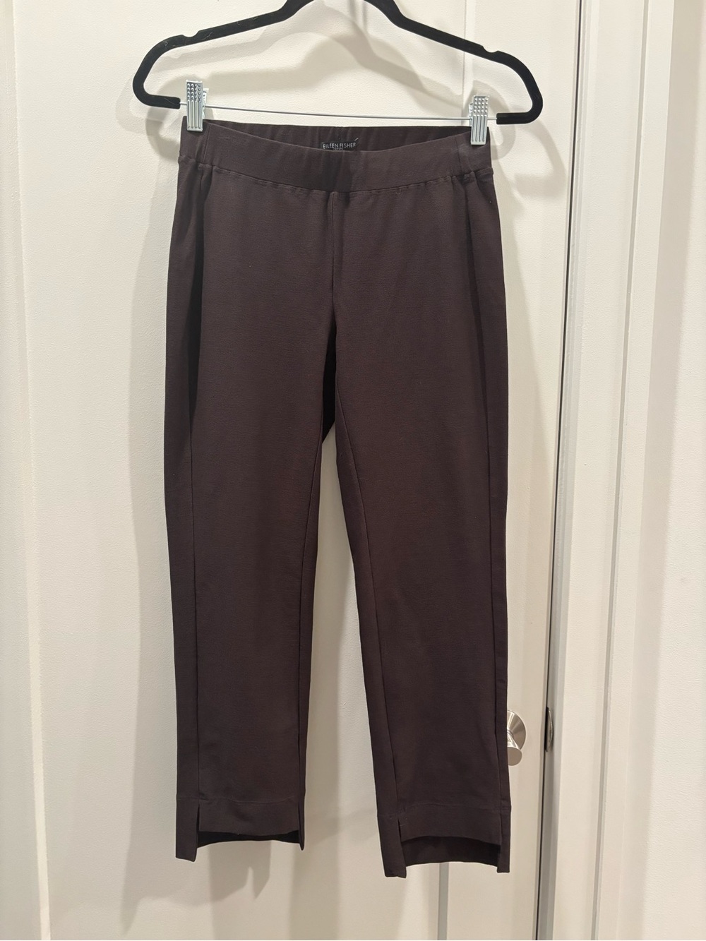 Eileen Fisher Dark Brown Pull-On Straight-Leg Pants